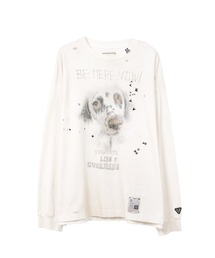 Maison MIHARA YASUHIRO(] ~nXq)Dog Printed Embellished Distressed Long Sleeve T-shirt(TVc/Jbg\[)
