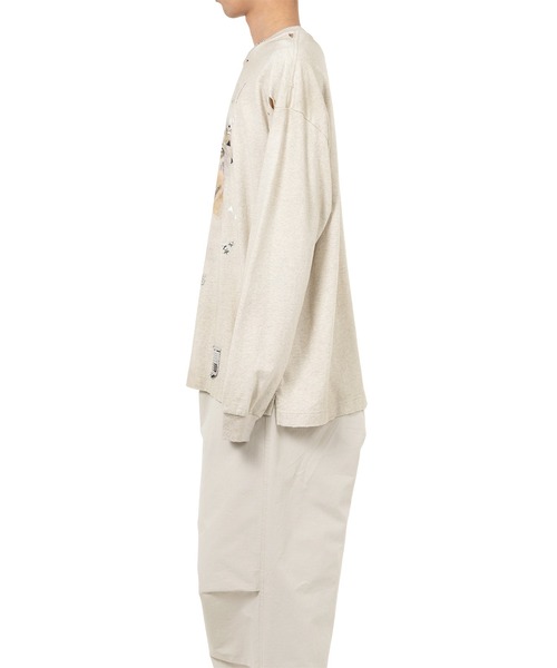 Maison MIHARA YASUHIRO(メゾンミハラヤスヒロ)の「Dog Printed Embellished Distressed Long Sleeve T-shirt(Tシャツ/カットソー・メンズ・ホワイト/ブラック/グレー・44/46/48)」の21枚目の写真