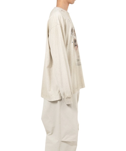 Maison MIHARA YASUHIRO(メゾンミハラヤスヒロ)の「Dog Printed Embellished Distressed Long Sleeve T-shirt(Tシャツ/カットソー・メンズ・ホワイト/ブラック/グレー・44/46/48)」の17枚目の写真