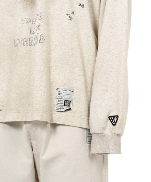 Maison MIHARA YASUHIRO(メゾンミハラヤスヒロ)の「Dog Printed Embellished Distressed Long Sleeve T-shirt(Tシャツ/カットソー・メンズ・ホワイト/ブラック/グレー・44/46/48)」の19枚目の写真