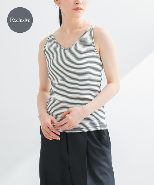 URBAN RESEARCH（アーバンリサーチ）の「『別注』Miller×URBAN RESEARCH　Prib Cami tank（キャミソール・レディース・アイボリー/チャコールグレー/ブルー系その他・FREE）」の3枚目の写真