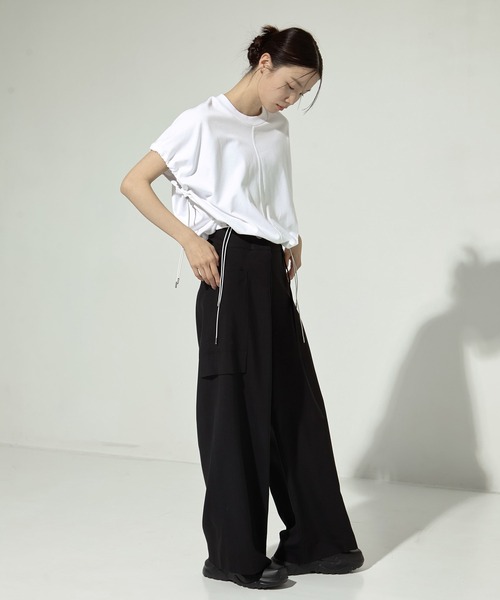 tシャツ 「UJOH/ウジョー」「STUDIOUS別注」Drawcord Short T/ドローコードショートTシャツ レディース UJOH/ウジョー】《STUDIOUS別注》Drawcord Short T/ドローコード