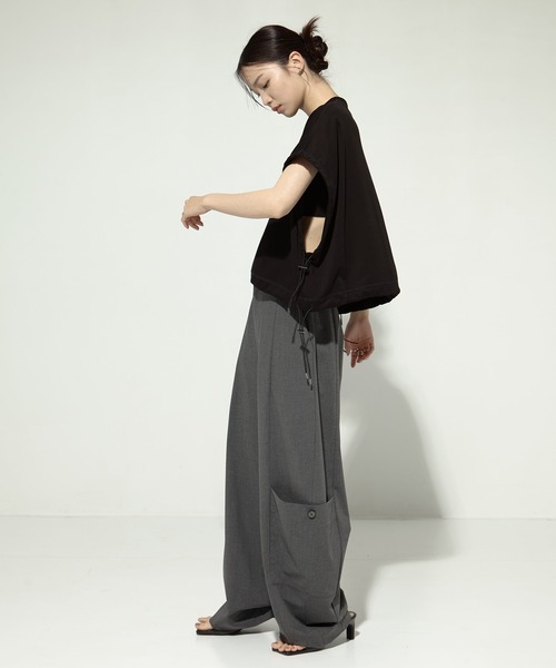 tシャツ UJOH(ウジョー)　drowcord sleeveTシャツ レディース UJOH tシャツ UJOH(ウジョー) drowcord sleeveTシャツ