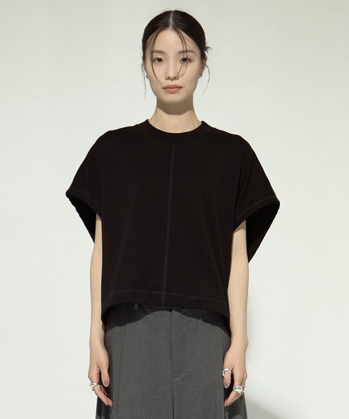 tシャツ 「UJOH/ウジョー」「STUDIOUS別注」Drawcord Short T/ドローコードショートTシャツ レディース UJOH/ウジョー】《STUDIOUS別注》Drawcord Short T/ドローコード