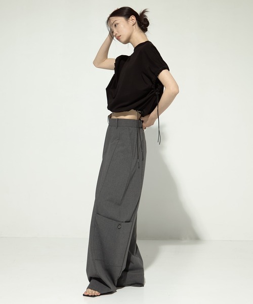 tシャツ 「UJOH/ウジョー」「STUDIOUS別注」Drawcord Short T/ドローコードショートTシャツ レディース UJOH tシャツ 「UJOH/ウジョー」「STUDIOUS別注」Drawcord Short
