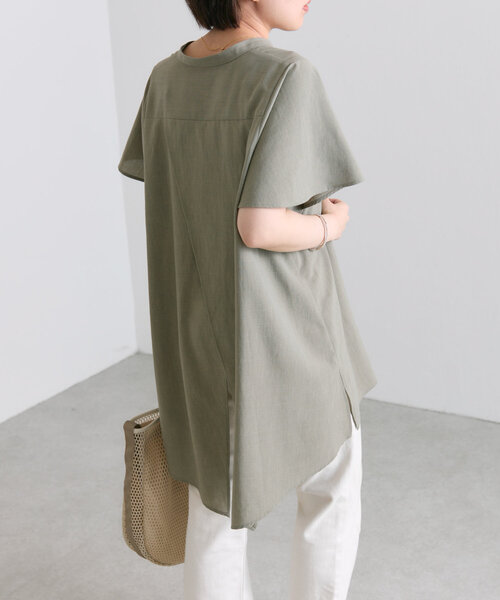 SUMI STYLE◆テープ切り替え柄ブラウス/FREE/ポリエステル/GRN/EAZ5031304A0001 ear PAPILLONNER（イアパピヨネ）の「【SUM1 STYLE（スミ