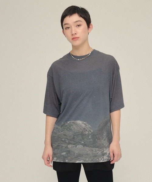 eL(エル)の「【eL】Day And Night TEE/570727(Tシャツ/カットソー・レディース・ネイビー系/グレー系その他・FREE)」の1枚目の写真