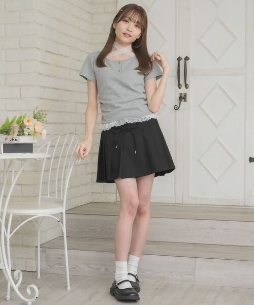 ems excite(エムズエキサイト)の「裾フリルドッキングTEE(Tシャツ/カットソー・レディース・ダークグレー/ダークブルー/オフホワイト・FREE)」の5枚目の写真