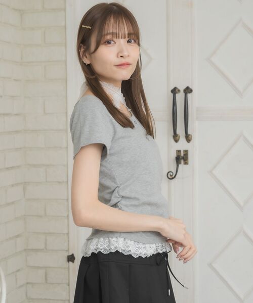 ems excite(エムズエキサイト)の「裾フリルドッキングTEE(Tシャツ/カットソー・レディース・ダークグレー/ダークブルー/オフホワイト・FREE)」の10枚目の写真