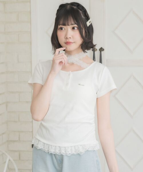 ems excite(エムズエキサイト)の「裾フリルドッキングTEE(Tシャツ/カットソー・レディース・ダークグレー/ダークブルー/オフホワイト・FREE)」の17枚目の写真