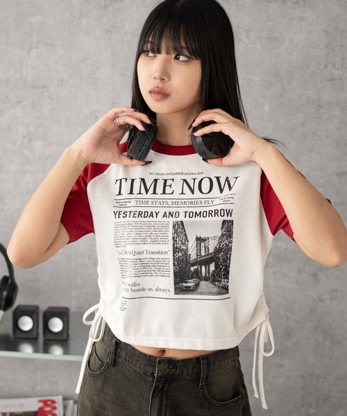 WEGO(ウィゴー)の「WEGO/グラフィックショートサイドリボンドロストT(Tシャツ/カットソー・レディース・その他7/その他4/その他5/その他1/その他2/その他3/その他6/その他9/その他8/その他10・FREE)」の1枚目の写真