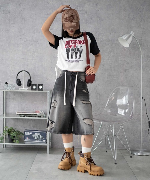 WEGO(ウィゴー)の「WEGO/グラフィックショートサイドリボンドロストT(Tシャツ/カットソー・レディース・その他7/その他4/その他5/その他1/その他2/その他3/その他6/その他9/その他8/その他10・FREE)」の21枚目の写真