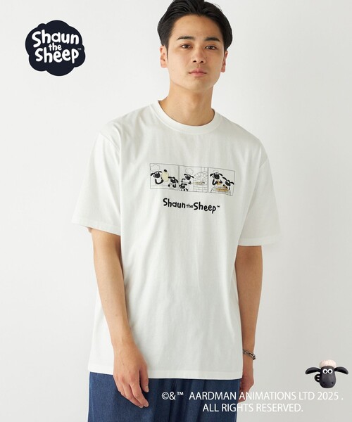 SHIPS Colors(シップス カラーズ)の「SHIPS Colors:ひつじのショーン コミック プリント Tシャツ◇(Tシャツ/カットソー・メンズ・ダークグレー/ホワイト・SMALL/X-LARGE/LARGE/MEDIUM)」の1枚目の写真