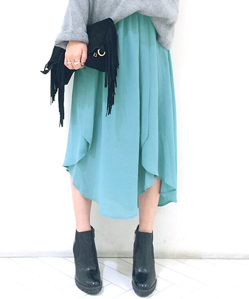 mystic（ミスティック）の「【mystic】シフォンスカート（スカート・レディース・オフホワイト/レッド/グリーン/ブラック・ﾌﾘ-）」の4枚目の写真