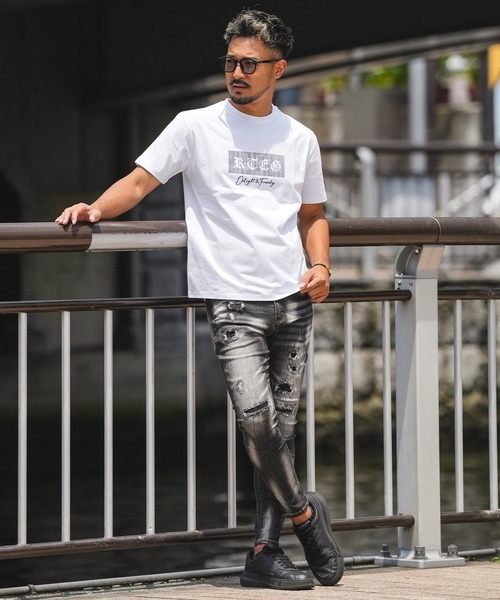 adamsJUGGLER(アダムスジャグラー)の「RTEGボックスR.Sティー(Tシャツ/カットソー・メンズ・ブラック×シルバー/ホワイト×レッド/ブラック×レッド/ホワイト×ブラック・M/XL/XXL/S/L)」の6枚目の写真