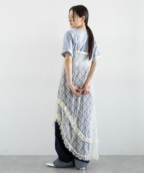 RAGEBLUE（レイジブルー）の「アシメレースキャミワンピース（ワンピース・レディース・ホワイト/ブラック・FREE）」の4枚目の写真