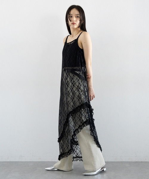 RAGEBLUE（レイジブルー）の「アシメレースキャミワンピース（ワンピース・レディース・ホワイト/ブラック・FREE）」の6枚目の写真
