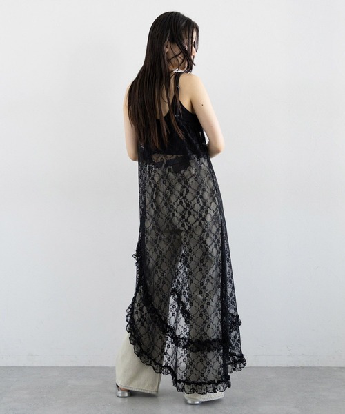 RAGEBLUE（レイジブルー）の「アシメレースキャミワンピース（ワンピース・レディース・ホワイト/ブラック・FREE）」の8枚目の写真