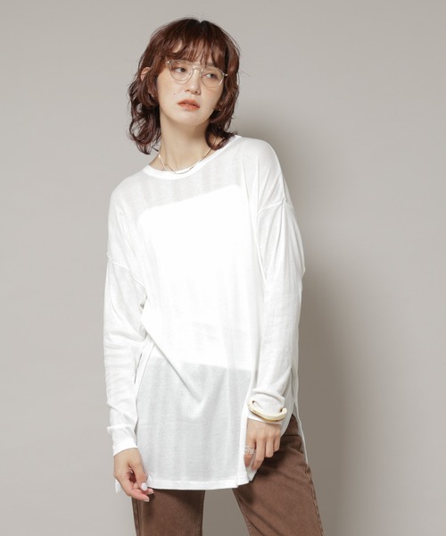 NANO universe(ナノユニバース)の「Robert P. Miller/Light Prib Crew L/S tee(Tシャツ/カットソー・レディース・ブラック/オフホワイト・FREE)」の3枚目の写真