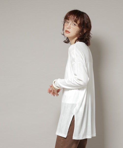 NANO universe(ナノユニバース)の「Robert P. Miller/Light Prib Crew L/S tee(Tシャツ/カットソー・レディース・ブラック/オフホワイト・FREE)」の4枚目の写真