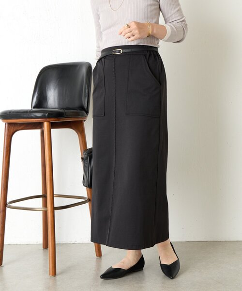 Jena espace merveilleux（ジェナ　エスパスメルヴェイユ）の「ピンタックナロースカート（スカート・レディース・カーキ/ブラック・FREE）」の18枚目の写真
