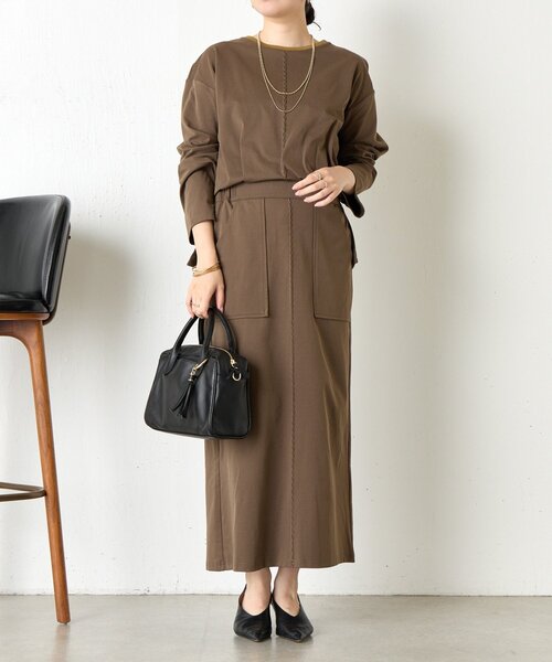 Jena espace merveilleux（ジェナ　エスパスメルヴェイユ）の「ピンタックナロースカート（スカート・レディース・カーキ/ブラック・FREE）」の20枚目の写真