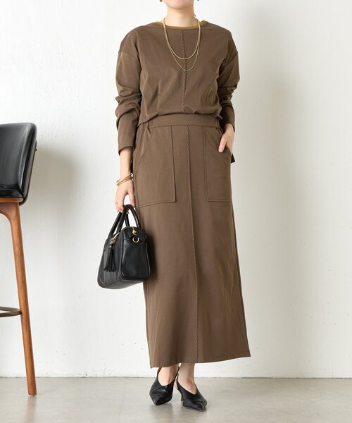 Jena espace merveilleux（ジェナ　エスパスメルヴェイユ）の「ピンタックナロースカート（スカート・レディース・カーキ/ブラック・FREE）」の9枚目の写真