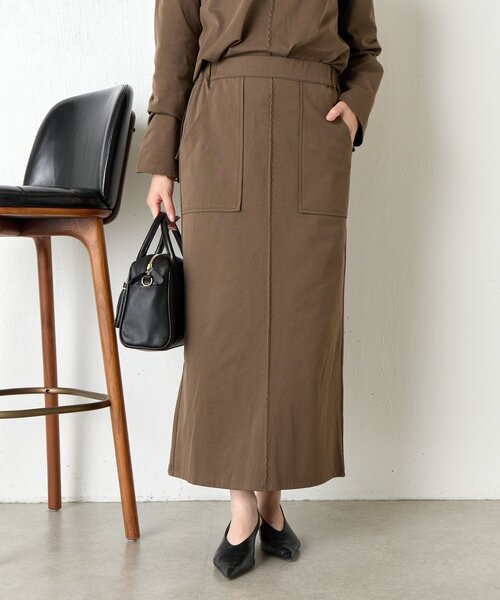 Jena espace merveilleux（ジェナ　エスパスメルヴェイユ）の「ピンタックナロースカート（スカート・レディース・カーキ/ブラック・FREE）」の12枚目の写真