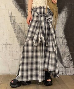 JEANASIS シャツライクアシメチェックスカート グレー ジーナシス JEANASIS｜シャツライクアシメチェックロングスカート | Rakuten