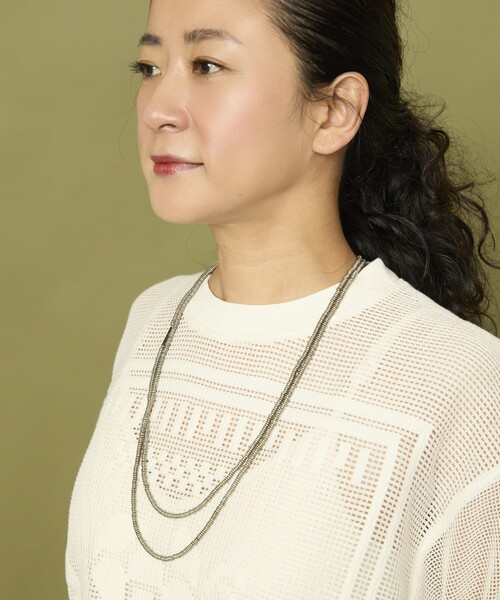 Freada（フリーダ）の「Freada/フリーダ ディスク型 メタル ビーズ ロング ネックレス 140cm（ネックレス・レディース・シルバー・ONE SIZE）」の2枚目の写真