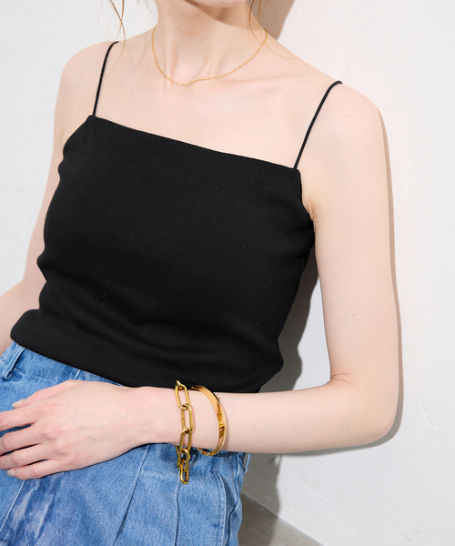 SLOBE IENA スローブイエナ　キャミ　レイヤード 刺繍　ネイビー SLOBE IENA（スローブイエナ）の「ドットギャザーキャミ