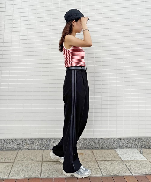 ISOOK（アイスー）の「【ISOOK / アイスー】サイドラインワイドスラックス / ラインパンツ ワイドパンツ ハイウエスト ドローコード ドロスト 黒 グレー ベージュ ZOZOTOWN限定（スラックス・レディース・ブラック/グレー/ベージュ・FREE）」の17枚目の写真