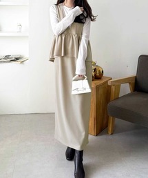 GeeRA | 楽ちん！ペプラムジャンパースカート(ジャンパースカート)