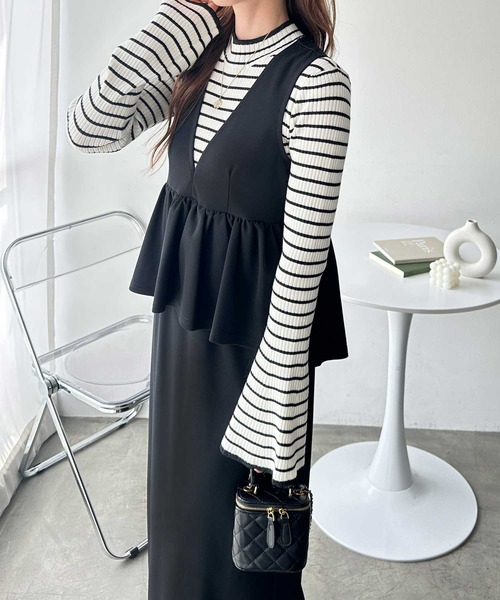 GeeRA（ジーラ）の「楽ちん！ペプラムジャンパースカート（ジャンパースカート・レディース・ベージュ/チャコール/ブラック・MEDIUM/LARGE/X-LARGE）」の5枚目の写真