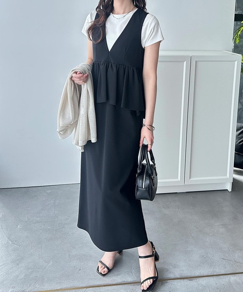 セール】楽ちん！ペプラムジャンパースカート（ジャンパースカート