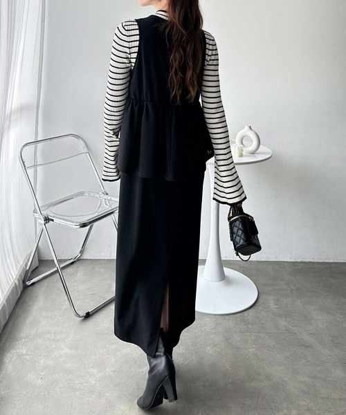 GeeRA（ジーラ）の「楽ちん！ペプラムジャンパースカート（ジャンパースカート・レディース・ベージュ/チャコール/ブラック・MEDIUM/LARGE/X-LARGE）」の7枚目の写真