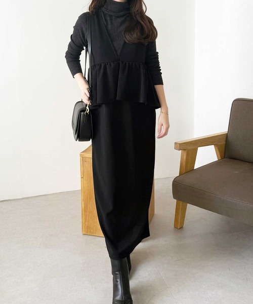 GeeRA（ジーラ）の「楽ちん！ペプラムジャンパースカート（ジャンパースカート・レディース・ベージュ/チャコール/ブラック・MEDIUM/LARGE/X-LARGE）」の19枚目の写真