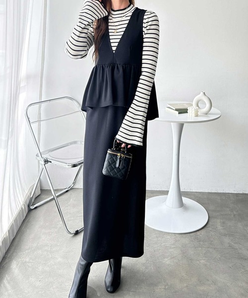 GeeRA（ジーラ）の「楽ちん！ペプラムジャンパースカート（ジャンパースカート・レディース・ベージュ/チャコール/ブラック・MEDIUM/LARGE/X-LARGE）」の17枚目の写真