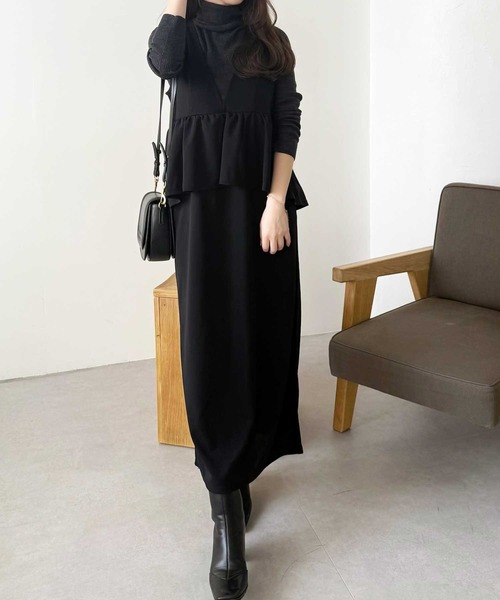 GeeRA（ジーラ）の「楽ちん！ペプラムジャンパースカート（ジャンパースカート・レディース・ベージュ/チャコール/ブラック・MEDIUM/LARGE/X-LARGE）」の16枚目の写真