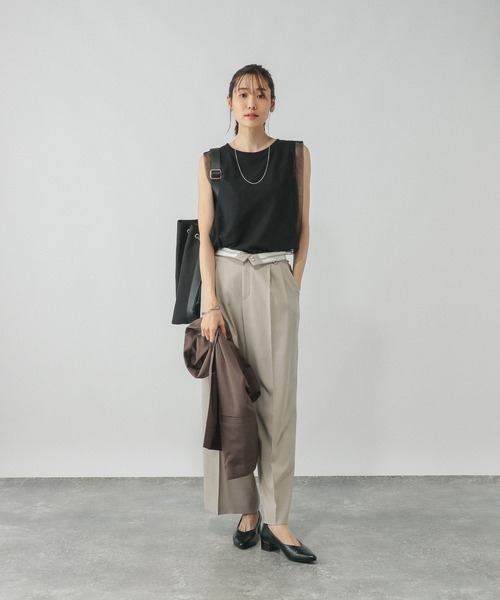 GLOBAL WORK（グローバルワーク）の「チュールドッキングプルオーバーノースリーブ/577919（Tシャツ/カットソー・レディース・ブラウン/ライトグレー/ブラック・LARGE/MEDIUM）」の4枚目の写真