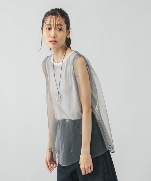 GLOBAL WORK（グローバルワーク）の「チュールドッキングプルオーバーノースリーブ/577919（Tシャツ/カットソー・レディース・ブラウン/ライトグレー/ブラック・LARGE/MEDIUM）」の11枚目の写真