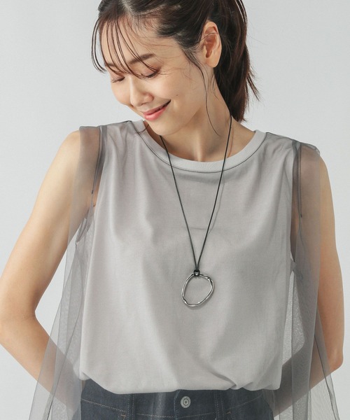 GLOBAL WORK（グローバルワーク）の「チュールドッキングプルオーバーノースリーブ/577919（Tシャツ/カットソー・レディース・ブラウン/ライトグレー/ブラック・LARGE/MEDIUM）」の12枚目の写真