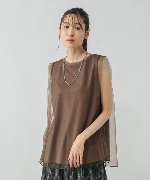 GLOBAL WORK（グローバルワーク）の「チュールドッキングプルオーバーノースリーブ/577919（Tシャツ/カットソー・レディース・ブラウン/ライトグレー/ブラック・LARGE/MEDIUM）」の15枚目の写真