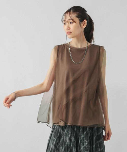 GLOBAL WORK（グローバルワーク）の「チュールドッキングプルオーバーノースリーブ/577919（Tシャツ/カットソー・レディース・ブラウン/ライトグレー/ブラック・LARGE/MEDIUM）」の16枚目の写真