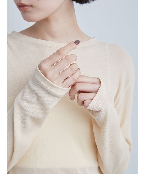 MIESROHE（ミースロエ）の「クルーネックテレコ長袖トップス（Tシャツ/カットソー・レディース・クリーム/レッド/ホワイト・F）」の7枚目の写真