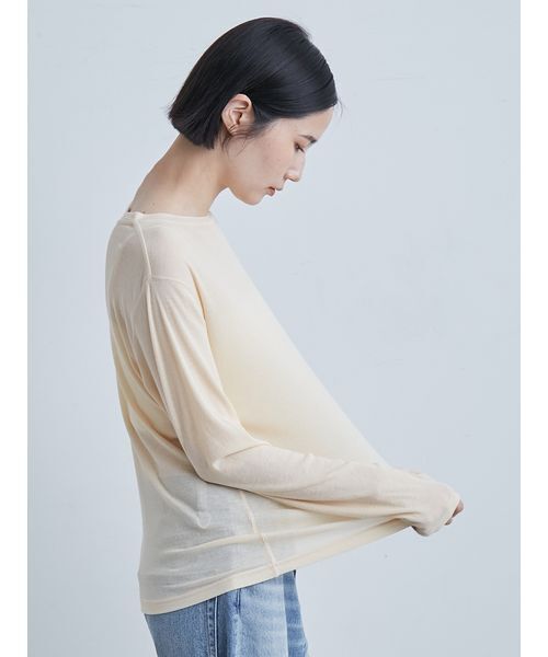 MIESROHE（ミースロエ）の「クルーネックテレコ長袖トップス（Tシャツ/カットソー・レディース・クリーム/レッド/ホワイト・F）」の9枚目の写真