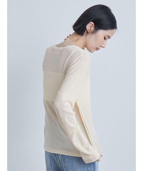 MIESROHE（ミースロエ）の「クルーネックテレコ長袖トップス（Tシャツ/カットソー・レディース・クリーム/レッド/ホワイト・F）」の10枚目の写真