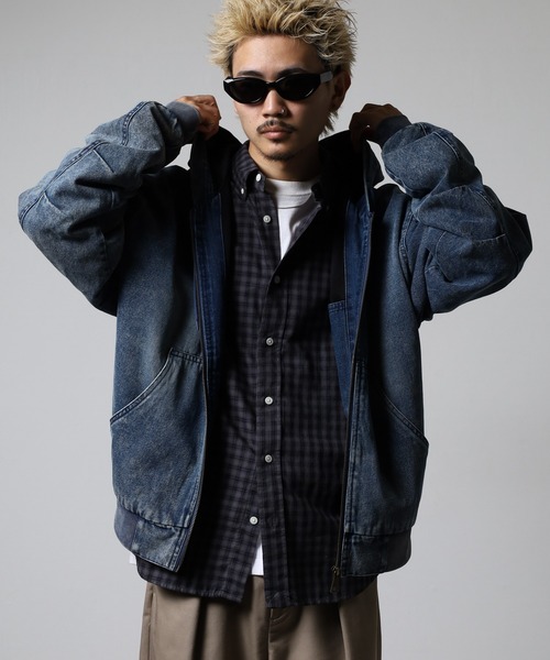 ブラック ジップアップ ジャンパー セール】JUNGLESTOTM ダック ZIP UP パーカー（ブルゾン）｜JUNGLE