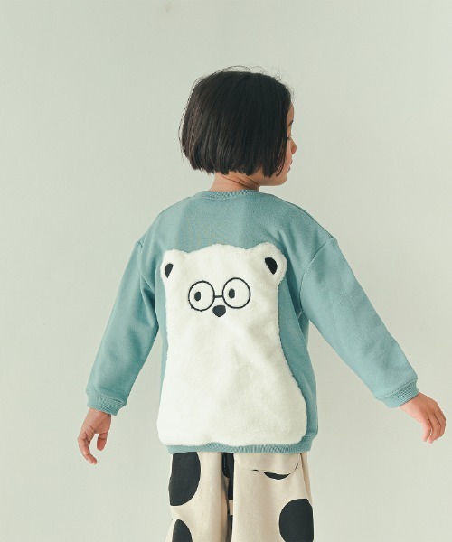 nicohrat(ニコフラート)の「nicohrat/ニコフラート シロクマ トレーナー(スウェット・キッズ・マスタード/ブルー/グレー・120cm/110cm/100cm/140cm/130cm/90cm)」の2枚目の写真