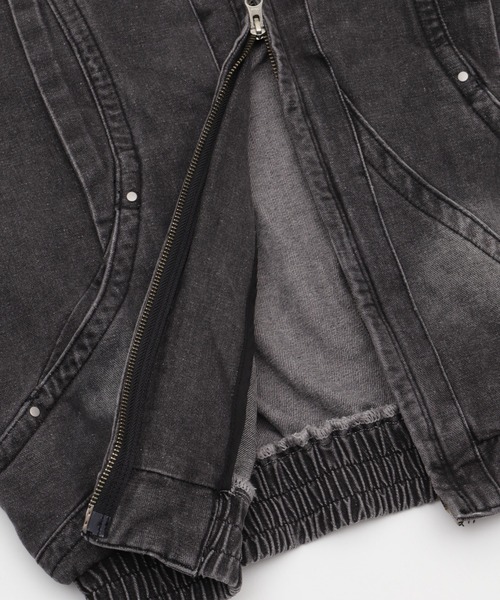Figments（フィグメンツ）の「80'Sライクデニムボンバーブルゾン（ブルゾン・レディース・ブラック・FREE）」の5枚目の写真